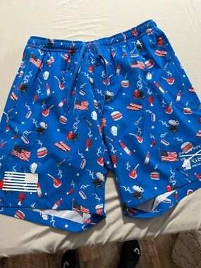 Grunt Style Men's Blue Patriotic Print Swim Shorts M